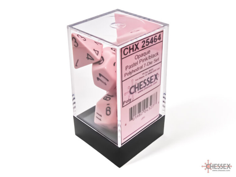 Chessex Chessex: Pastel Pink/black - Opaque Polyhedral 7-Die Set