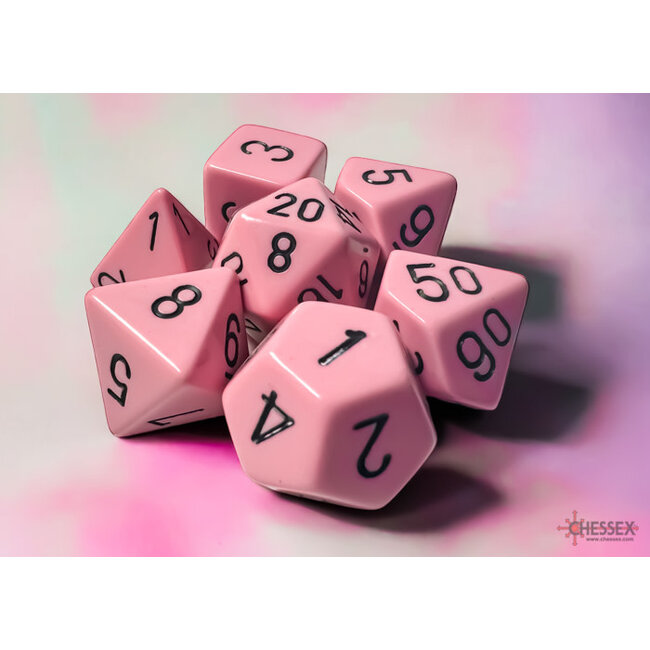 Chessex Chessex: Pastel Pink/black - Opaque Polyhedral 7-Die Set