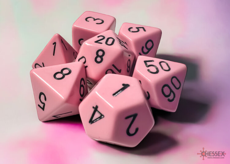Chessex Chessex: Pastel Pink/black - Opaque Polyhedral 7-Die Set