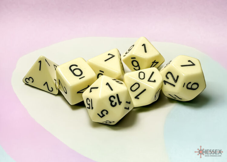 Chessex Chessex: Pastel Yellow/black - Opaque Polyhedral 7-Die Set