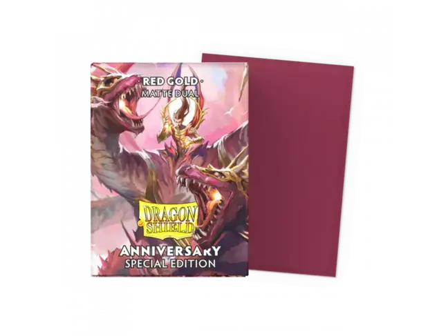 Dragon Shield Red Gold Matte Dual Sleeves (100 Standard Size Sleeves)