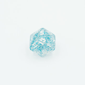 Würfelz D20 - Clear Glittering Blue - White