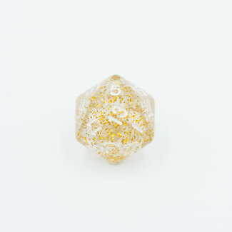 Würfelz D20 - Clear Glittering Gold - White