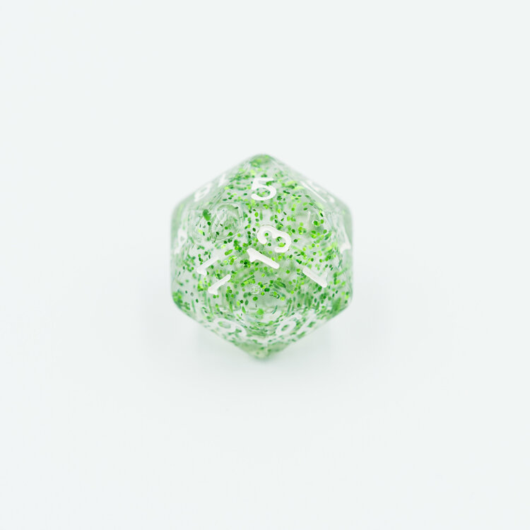 Würfelz Würfelz: W20 - Clear Glittering Green - White