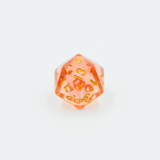Würfelz D20 - Clear Orange - Gold