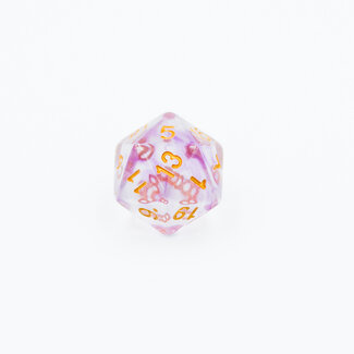 Würfelz D20 - Clear Pink - Gold
