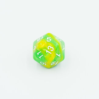 Würfelz D20 - Green Yellow - White