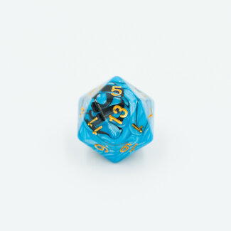 Würfelz D20 - Turquoise Black - Gold