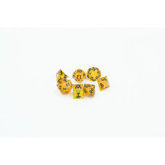 Würfelz Gold Foil Yellow with Black - 7 Die Sharp Edged Resin Set