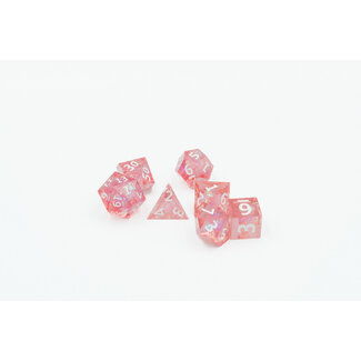 Würfelz Gold Foil Transparent with Pink - 7 Die Sharp Edged Resin Set