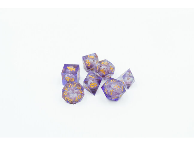 Würfelz Violet Golden Glitter - 7 Die Sharp Edged Resin Set