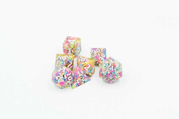 Würfelz Würfelz: Confetti Guts - 7 Die Sharp Edged Resin Set