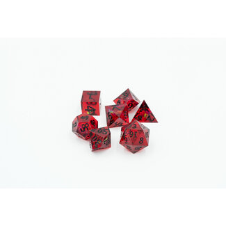 Würfelz Gold Foil Red with Black - 7 Die Sharp Edged Resin Set