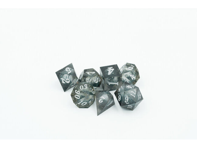 Würfelz Grey Glitter - 7 Die Sharp Edged Resin Set
