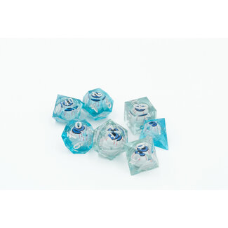 Würfelz Jimmy Blue Eyes Silver - 7 Die Sharp Edged Resin Set