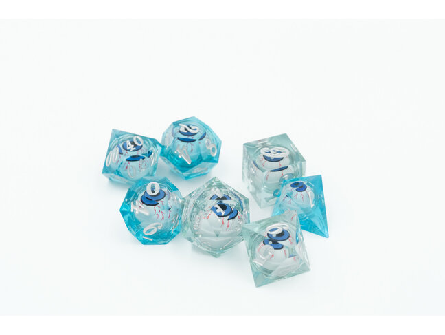 Würfelz Jimmy Blue Eyes Silver - 7 Die Sharp Edged Resin Set