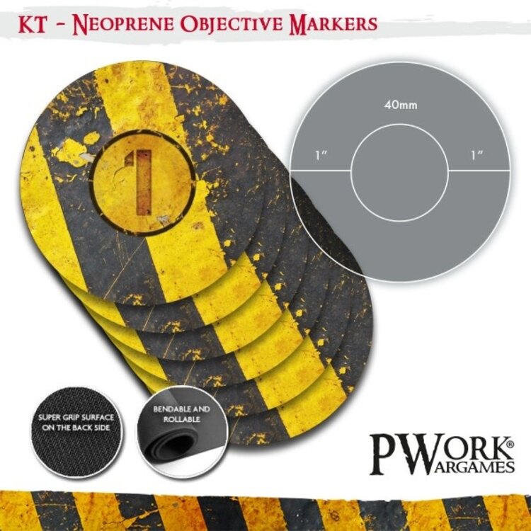 PWork Wargames PWork Wargames: Neoprene Objective Markers - Kill Team - Danger Zone