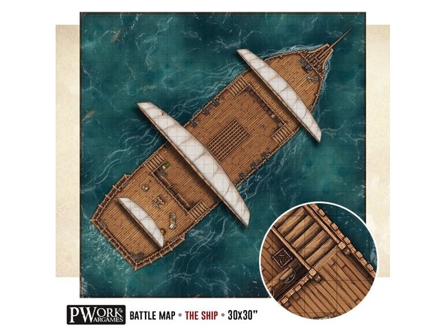 PWork Wargames Rewritable Battle Map - Square - 30"x30" - The Ship