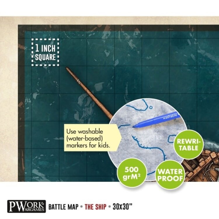 PWork Wargames PWork Wargames: Rewritable Battle Map - Square - 30"x30" - The Ship