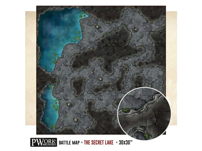 PWork Wargames Rewritable Battle Map - Square - 30"x30" - The Secret Lake