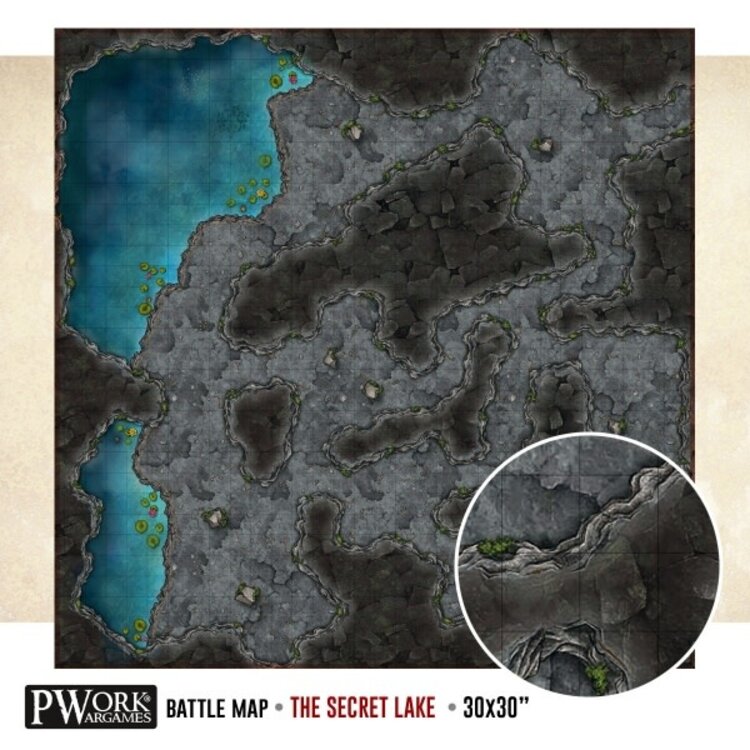 PWork Wargames PWork Wargames: Rewritable Battle Map - Square - 30"x30" - The Secret Lake