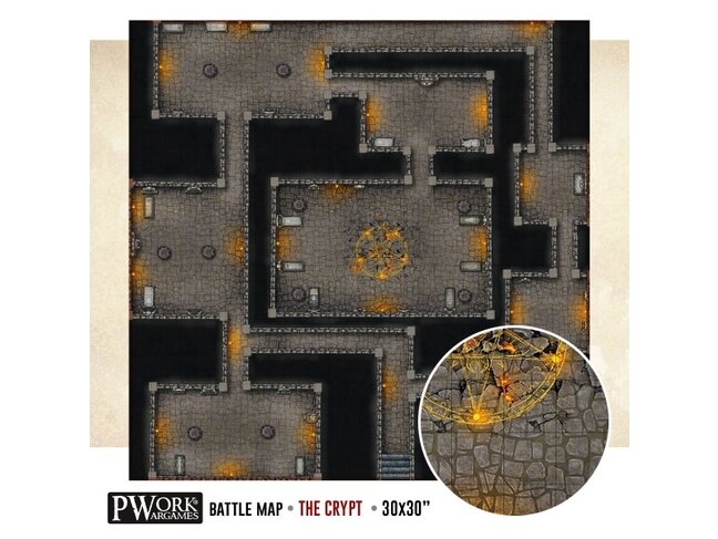PWork Wargames Rewritable Battle Map - Square - 30"x30" - The Crypt