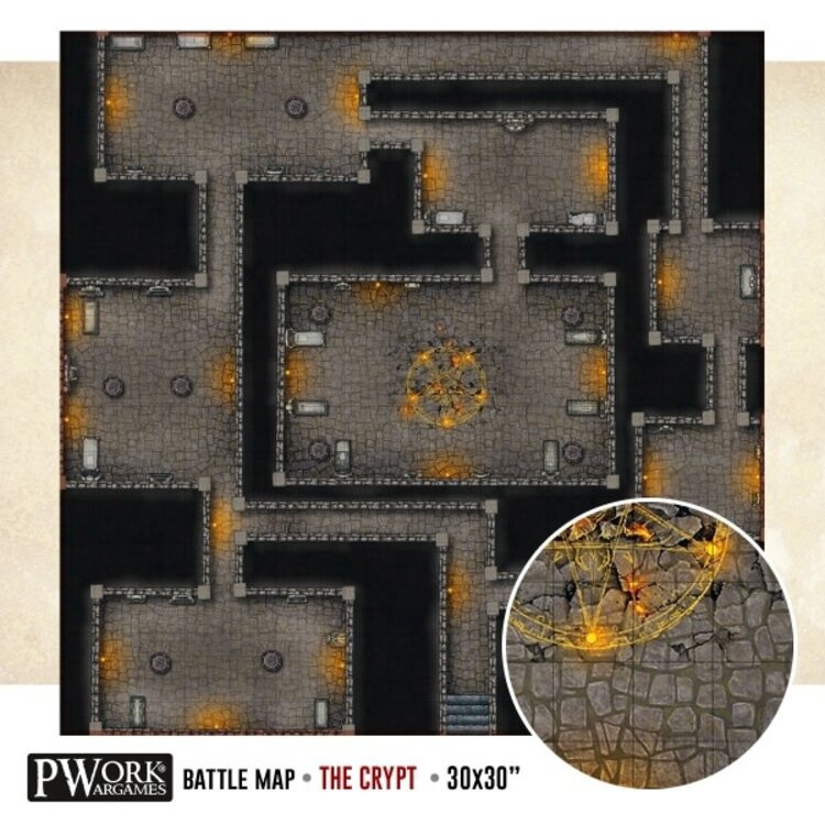PWork Wargames PWork Wargames: Rewritable Battle Map - Square - 30"x30" - The Crypt