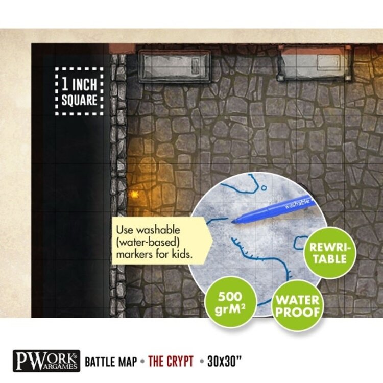 PWork Wargames PWork Wargames: Rewritable Battle Map - Square - 30"x30" - The Crypt