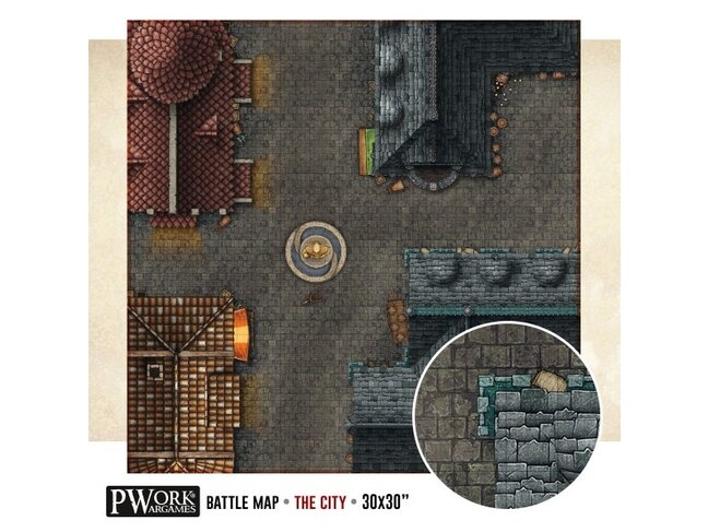 PWork Wargames Rewritable Battle Map - Square - 30"x30" - The City