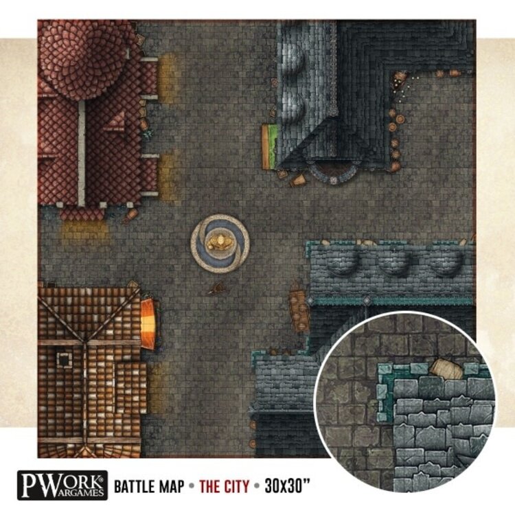 PWork Wargames PWork Wargames: Rewritable Battle Map - Square - 30"x30" - The City