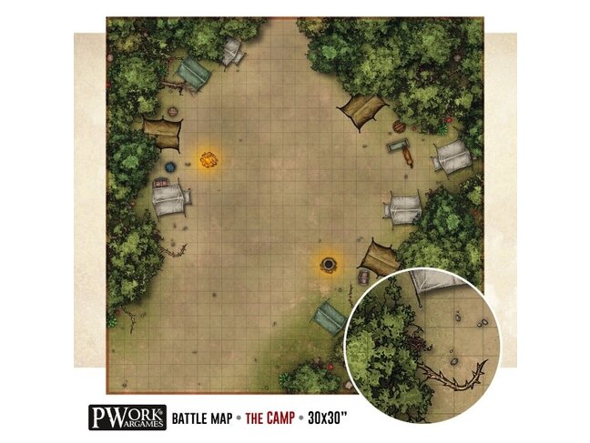 PWork Wargames Rewritable Battle Map - Square - 30"x30" - The Camp