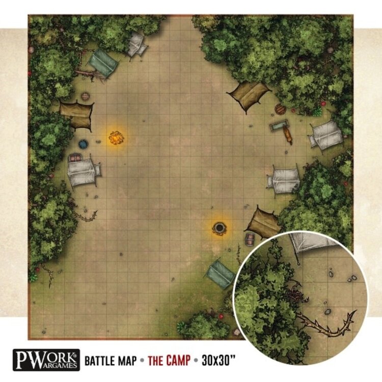 PWork Wargames PWork Wargames: Rewritable Battle Map - Square - 30"x30" - The Camp