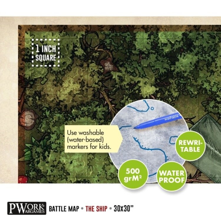 PWork Wargames PWork Wargames: Rewritable Battle Map - Square - 30"x30" - The Camp