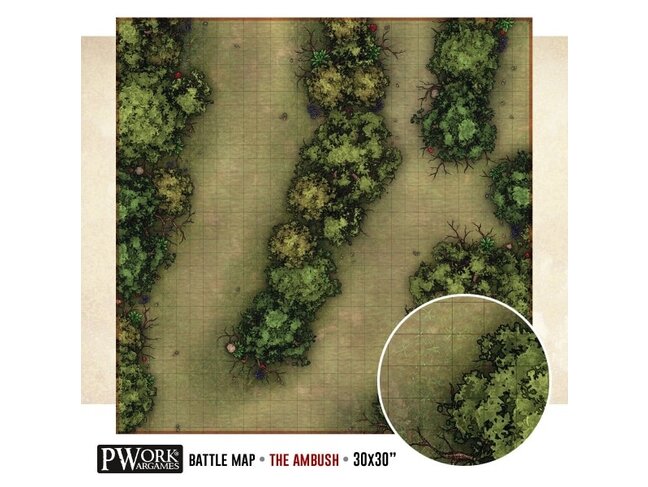 PWork Wargames Rewritable Battle Map - Square - 30"x30" - The Ambush
