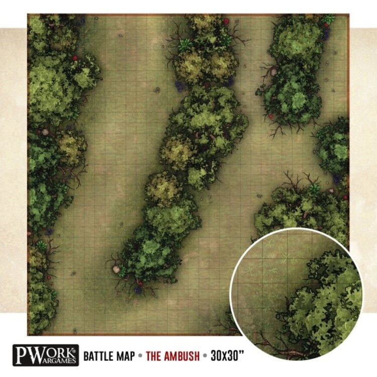 PWork Wargames PWork Wargames: Rewritable Battle Map - Square - 30"x30" - The Ambush