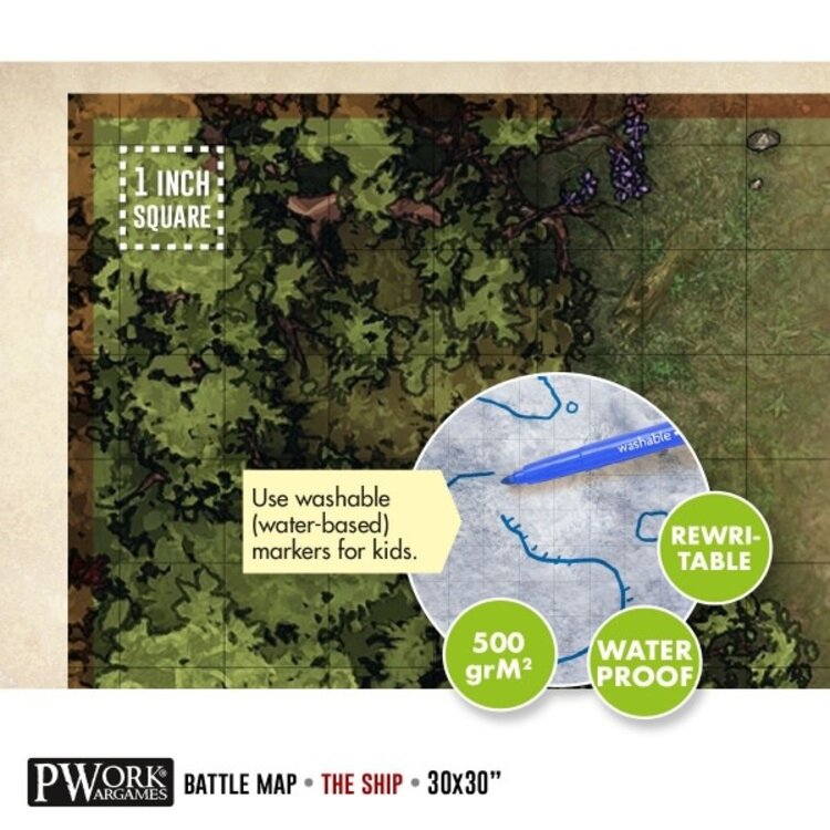 PWork Wargames PWork Wargames: Rewritable Battle Map - Square - 30"x30" - The Ambush