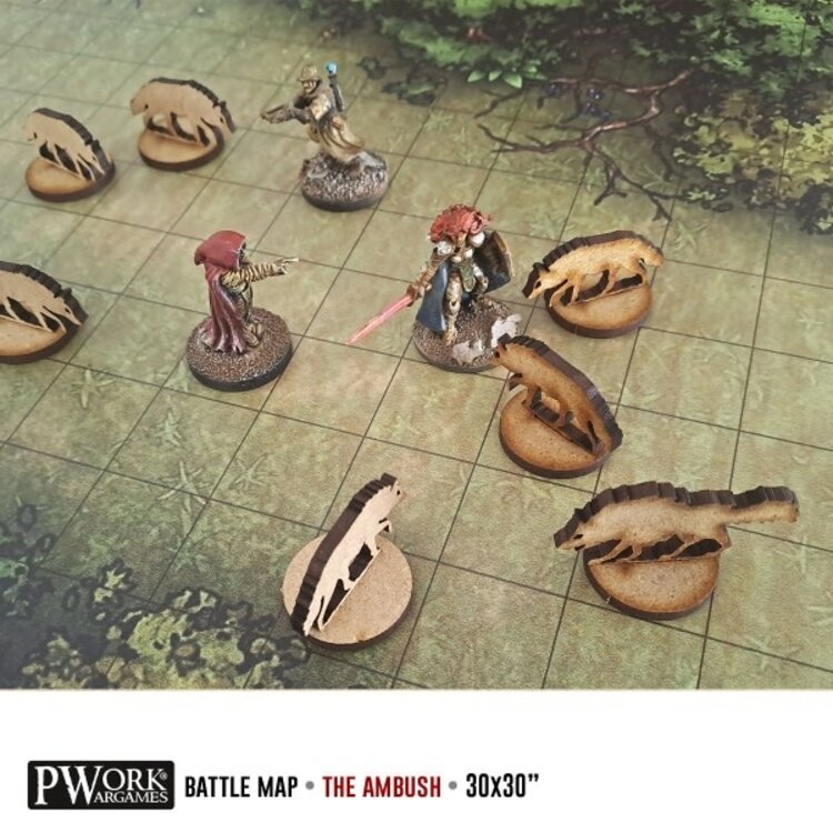PWork Wargames PWork Wargames: Rewritable Battle Map - Square - 30"x30" - The Ambush