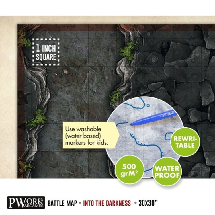 PWork Wargames PWork Wargames: Rewritable Battle Map - Square - 30"x30" - Into the Darkness