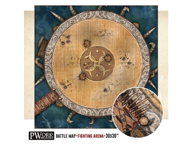 PWork Wargames Rewritable Battle Map - Square - 30"x30" - Fighting Arena