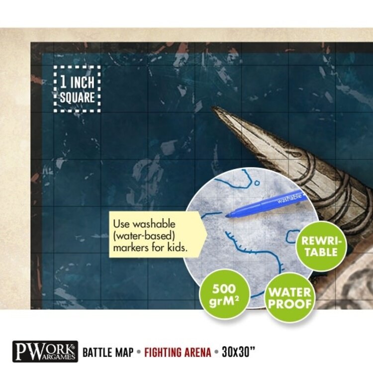 PWork Wargames PWork Wargames: Rewritable Battle Map - Square - 30"x30" - Fighting Arena