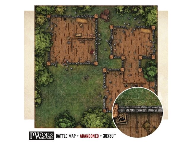 PWork Wargames Rewritable Battle Map - Square - 30"x30" - Abandoned