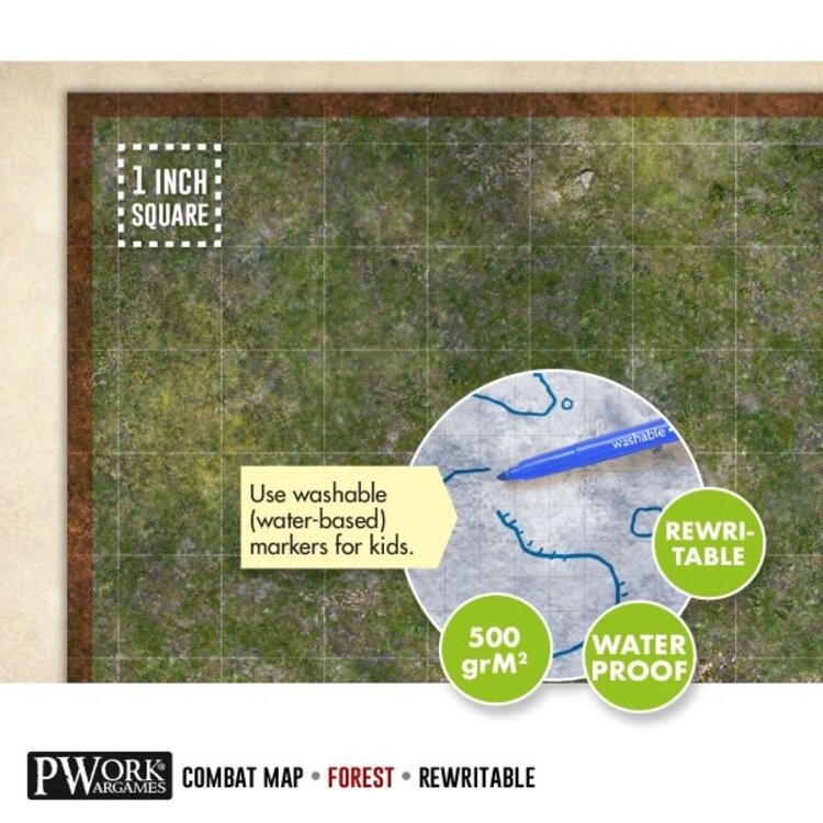 PWork Wargames PWork Wargames: Rewritable Map - Square - 24"x24" - Forest