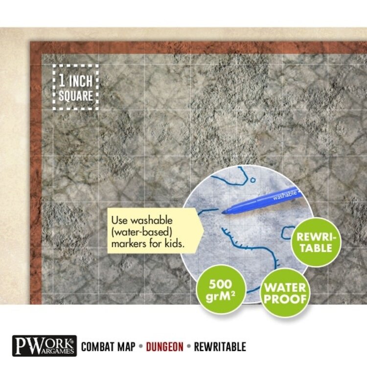 PWork Wargames PWork Wargames: Rewritable Map - Square - 24"x24" - Dungeon