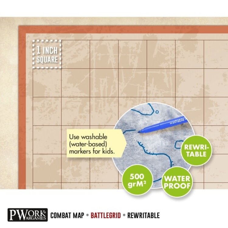 PWork Wargames PWork Wargames: Rewritable Map - Square - 30"x30" - Neutral