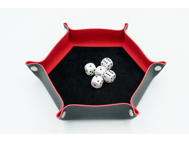 Würfelz Dice Tray: Small Hexagon - Black/Red