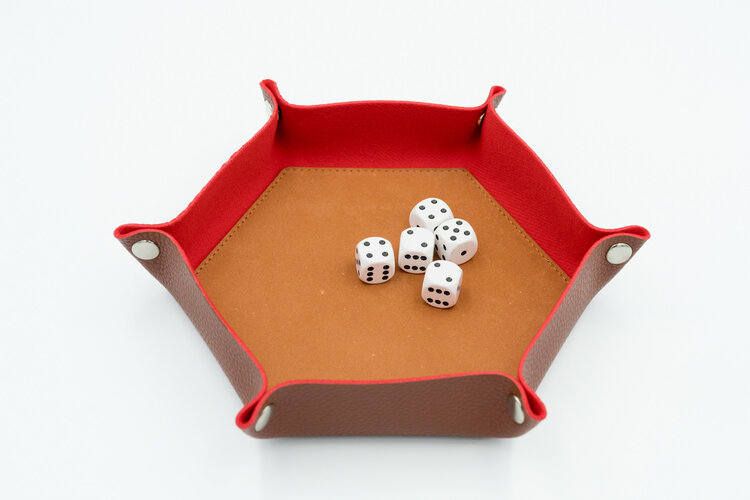 Würfelz Würfelz - Dice Tray: Small Hexagon - Brown/Red