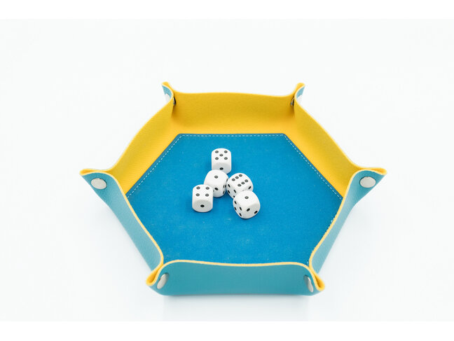 Würfelz Dice Tray: Small Hexagon - Blue/Yellow