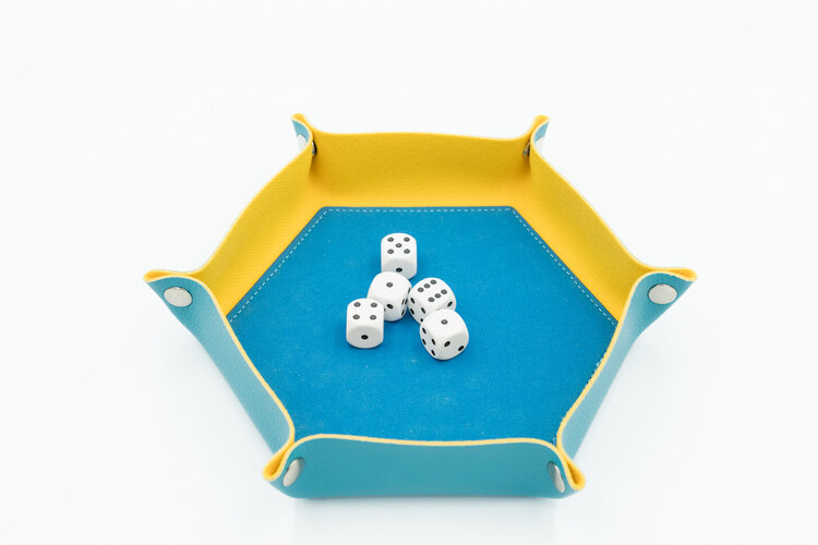 Würfelz Würfelz - Dice Tray: Small Hexagon - Blue/Yellow