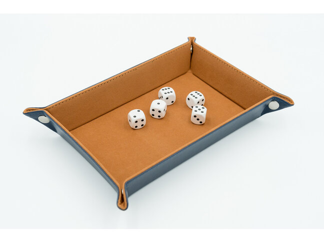 Würfelz Dice Tray: Rectangular - Brown/Dark Blue
