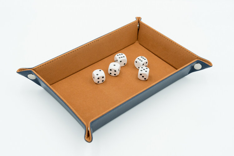 Würfelz Würfelz - Dice Tray: Rectangular - Brown/Dark Blue